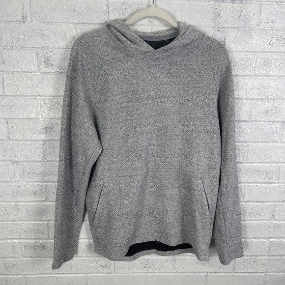 Lululemon At Ease Hoodie Mens Size M Heather Gray Textured Pockets Athleisure